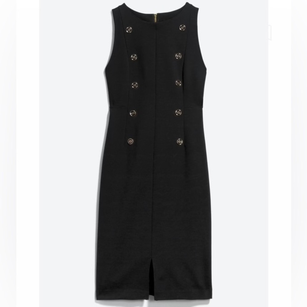 Black Mini Dress With Gold Buttons